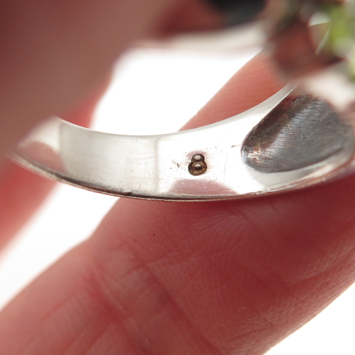 925 Sterling Silver Vintage Real Blue Topaz Amethyst Peridot Citrine Ring Size 8