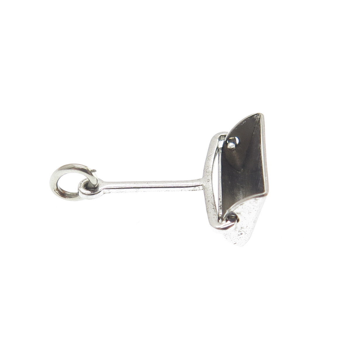 925 Sterling Silver Antique Art Deco Dust Scoop Oxidized Minimalist Pendant