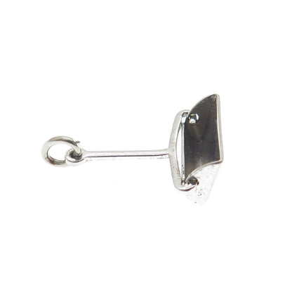 925 Sterling Silver Antique Art Deco Dust Scoop Oxidized Minimalist Pendant