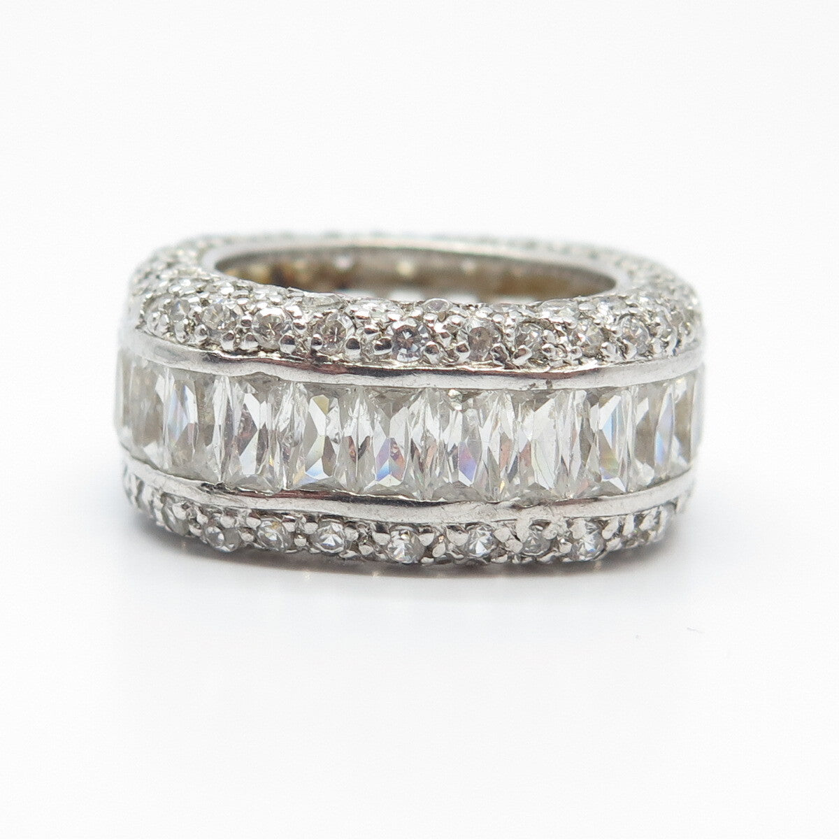 925 Sterling Silver Multi-C Z Band Ring Size 6.25