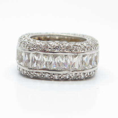 925 Sterling Silver Multi-C Z Band Ring Size 6.25