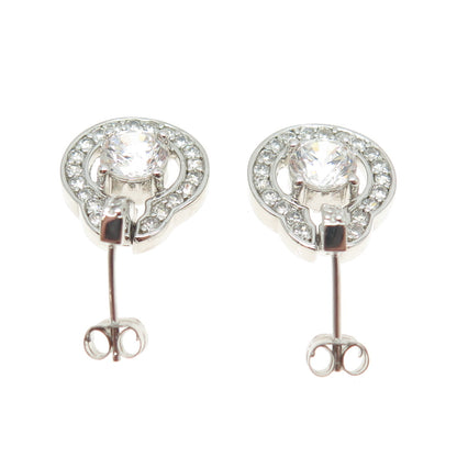 925 Sterling Silver Round-Cut C Z Sparkling Earrings