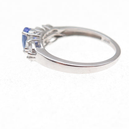 Chuck Clemency 925 Sterling Silver Real Tanzanite & White Topaz Ring Size 8.25