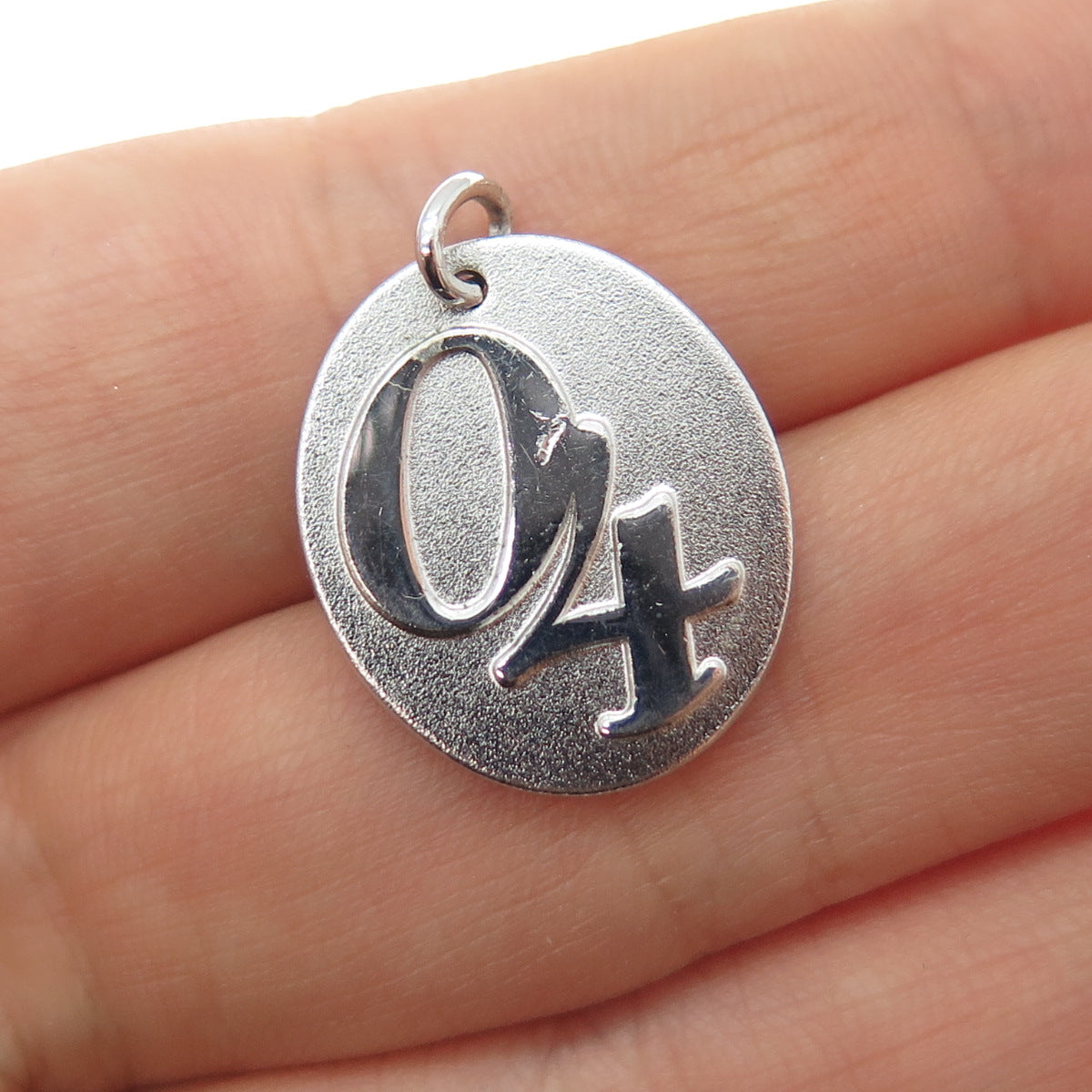 JOSTENS 925 Sterling Silver Vintage 04 Lucky Number Tag Charm Pendant