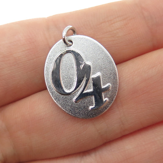 JOSTENS 925 Sterling Silver Vintage 04 Lucky Number Tag Charm Pendant