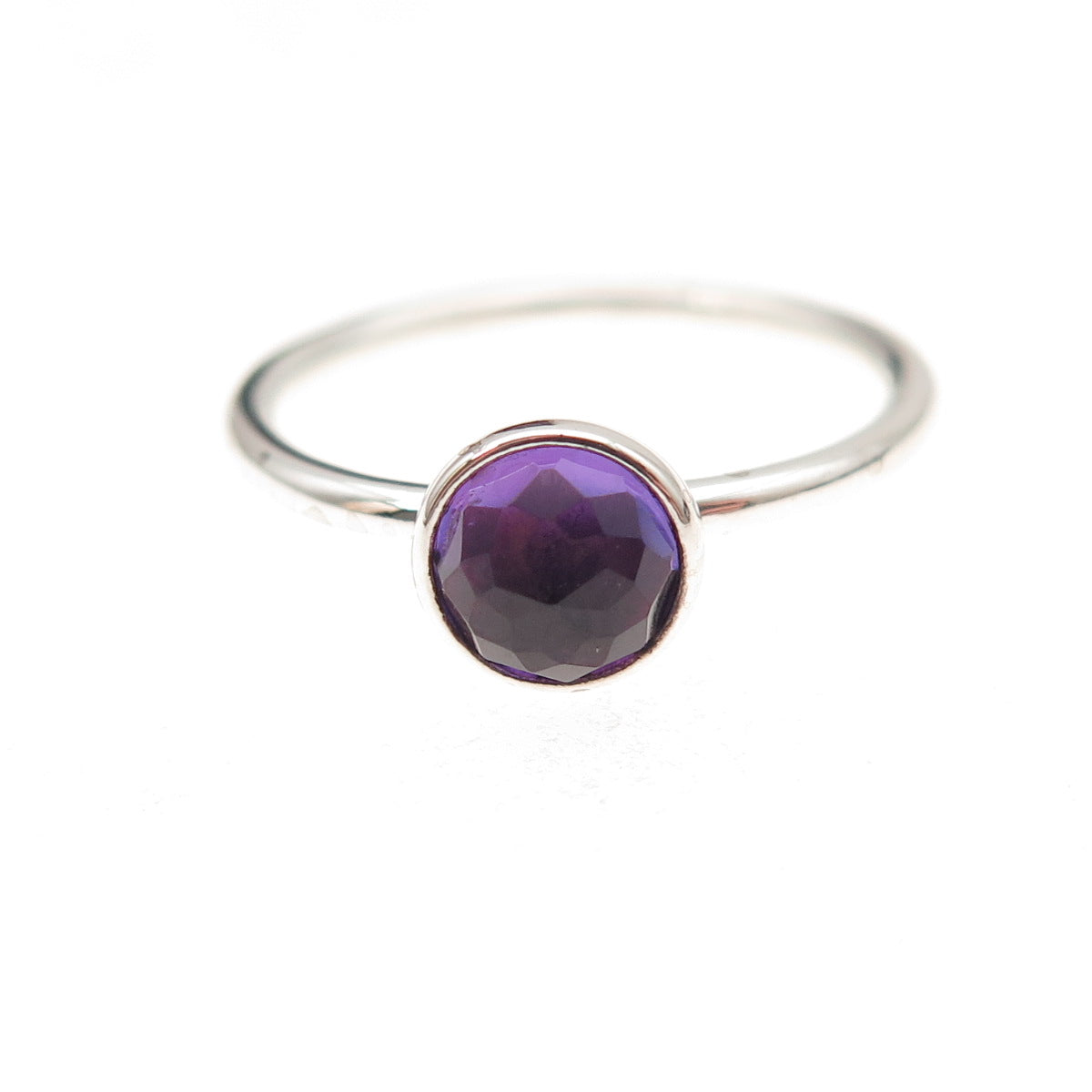 Pandora 925 Sterling Silver Real Amethyst February Birthday Blooms Ring Size 7