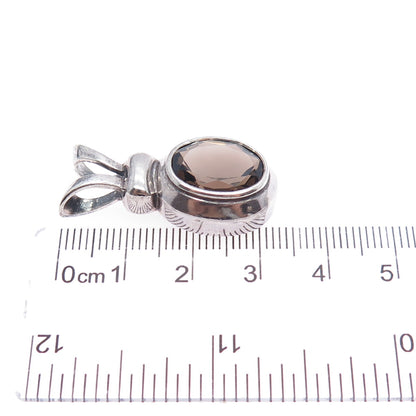 BOMA 925 Sterling Silver Vintage Real Smoky Quartz Oxidized Charm Pendant