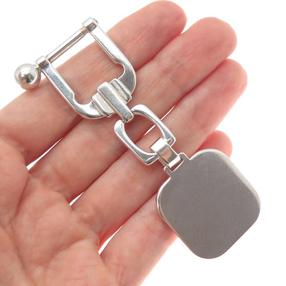 925 Sterling Silver Vintage Italy Engravable Tag Key Fob Chain Ring Holder