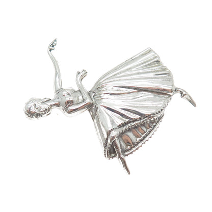 LANG 925 Sterling Silver Antique Art Deco Ballerina Repousse Oxidized Pin Brooch