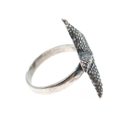 925 Sterling Silver Vintage Starfish Oxidized Ring Size 8.5
