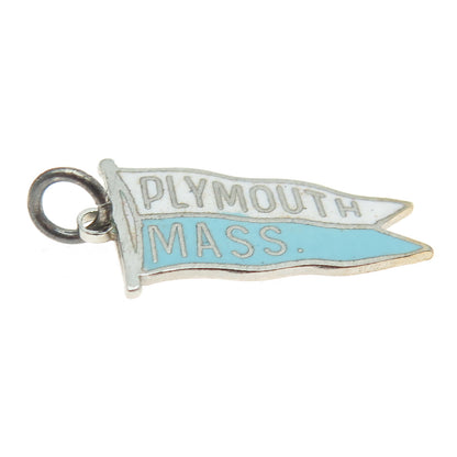 925 Sterling Silver Vintage Enamel "Plymouth, Massachusetts" Charm Pendant