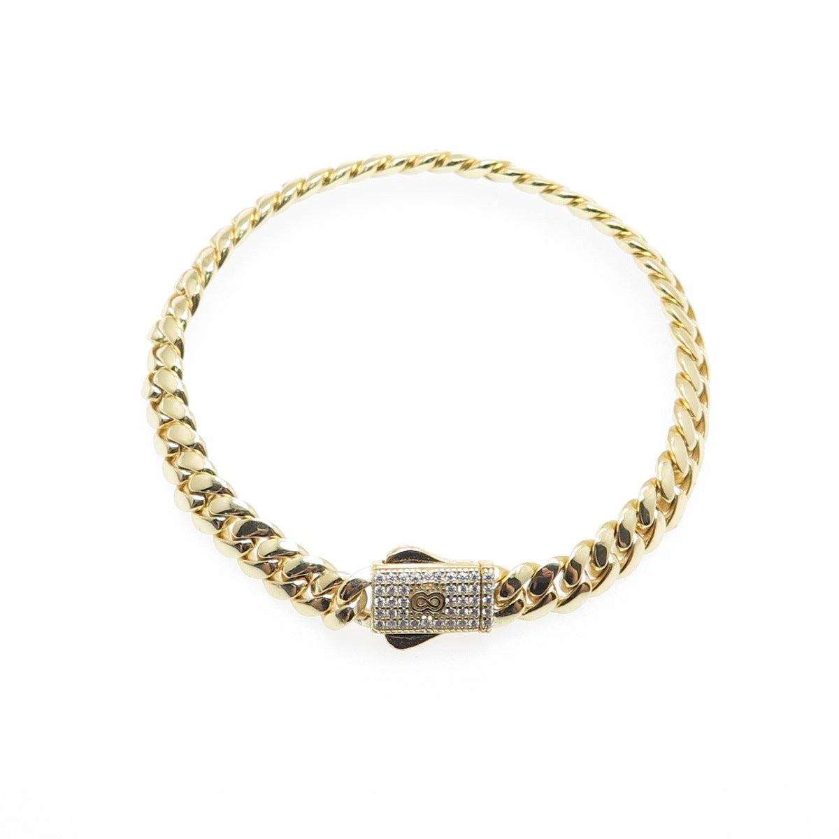 SUPERIOR GOLD 925 Sterling Silver Round-Cut C Z Cuban Link Bracelet 6.5"