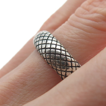 ARGENTO VIVO 925 Sterling Silver Vintage Shake Skin Oxidized Band Ring Size 9