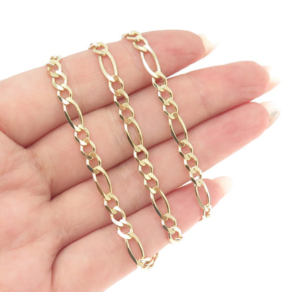 HAN 925 Sterling Silver Gold Plated Italy Figaro Chain Necklace 18"