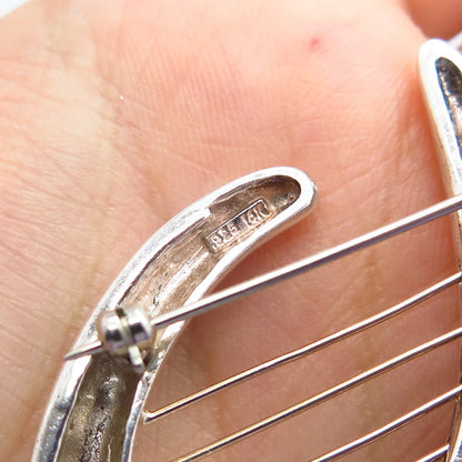 925 Sterling Silver / 14K Gold Vintage Modernist Pin Brooch