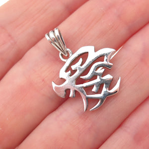925 Sterling Silver Vintage Chinese Character Love Charm Pendant