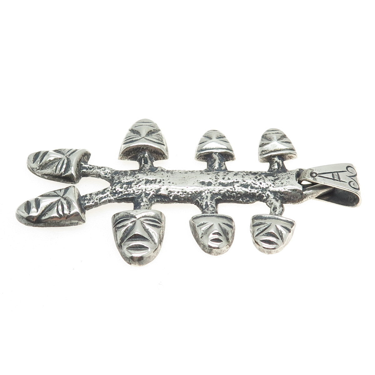 925 Sterling Silver Vintage Mexico Tribal Face Mask Pendant