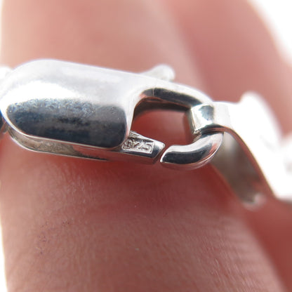 925 Sterling Silver Vintage Italy Figaro Link Bracelet 8"