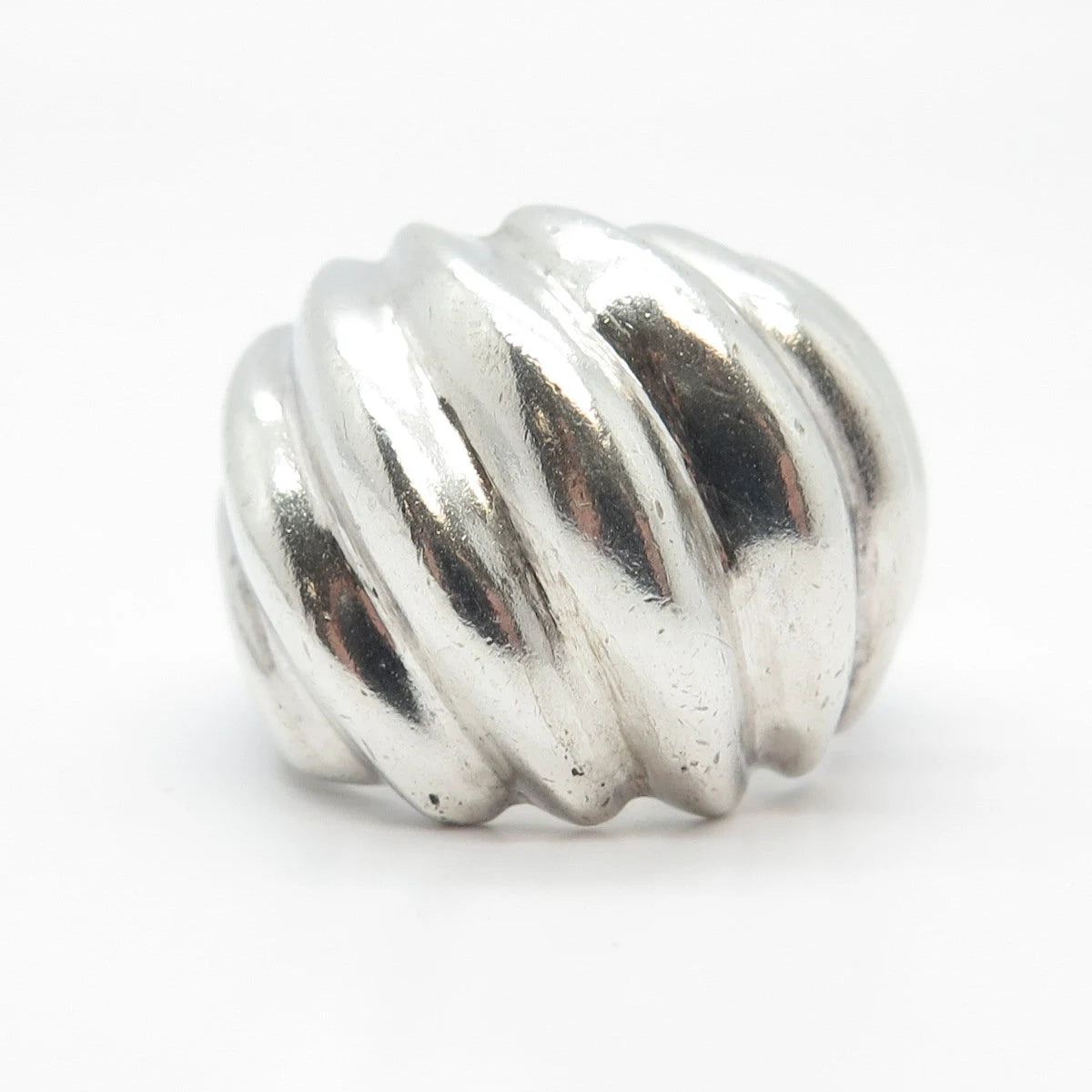 925 Sterling Silver Vintage Mexico Ribbed Wide Ring Size 7