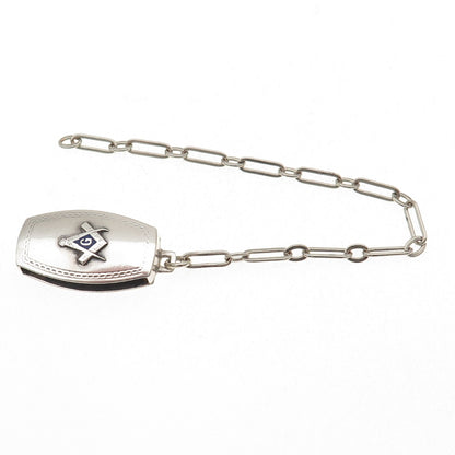 Hickok Quality Sterling Silver Antique Enamel Masonic Pocket Watch Loop Chain