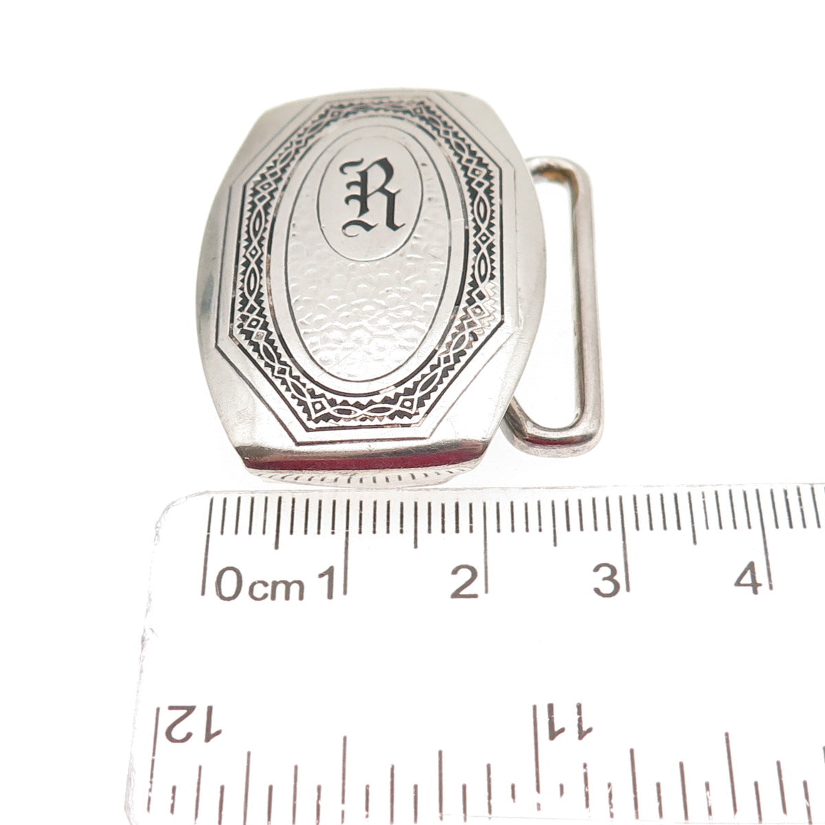 HICKOK 925 Sterling Silver Antique Art Deco Monogram Belt Buckle