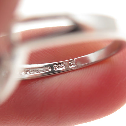 925 Sterling Silver Real Round-Cut Diamond Fleur de Lis Ring Size 6