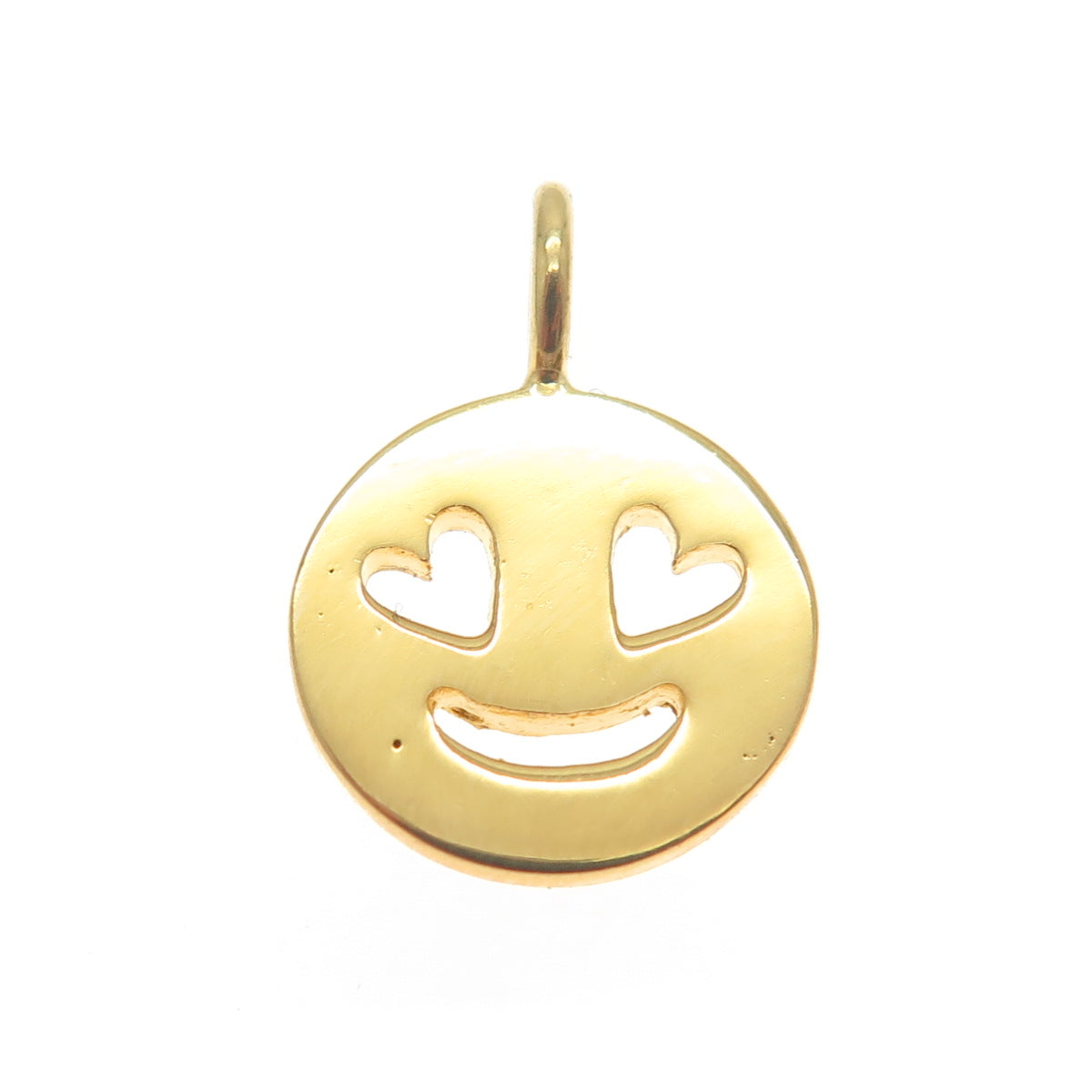 925 Sterling Silver Gold Plated In Love Face Emoji Minimalist Charm Pendant