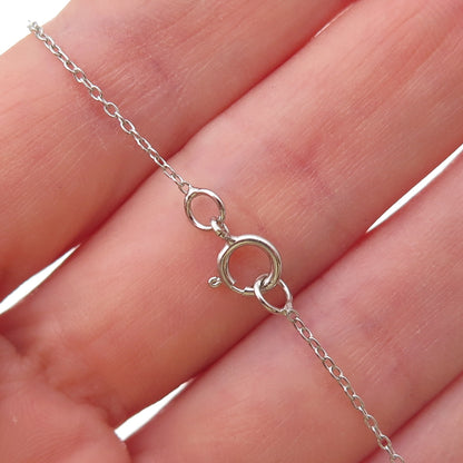 925 Sterling Silver Real Round-Cut Amethyst Cable Chain Necklace 18"
