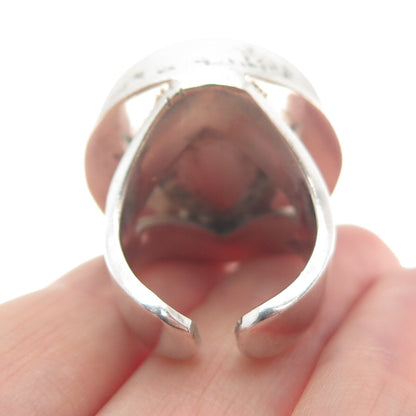925 Sterling Silver Vintage Mexico Modernist Dome Adjustable Ring Size 6.5