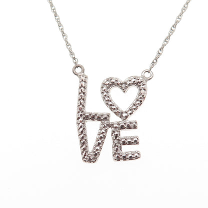 Sun 925 Sterling Silver Italy Real Diamond Accent Love Cable Chain Necklace 18"