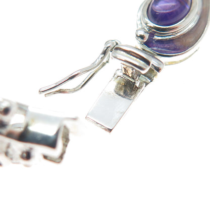 ROSS SIMONS 925 Sterling Silver Vintage Enamel Real Amethyst Bracelet 8.25"