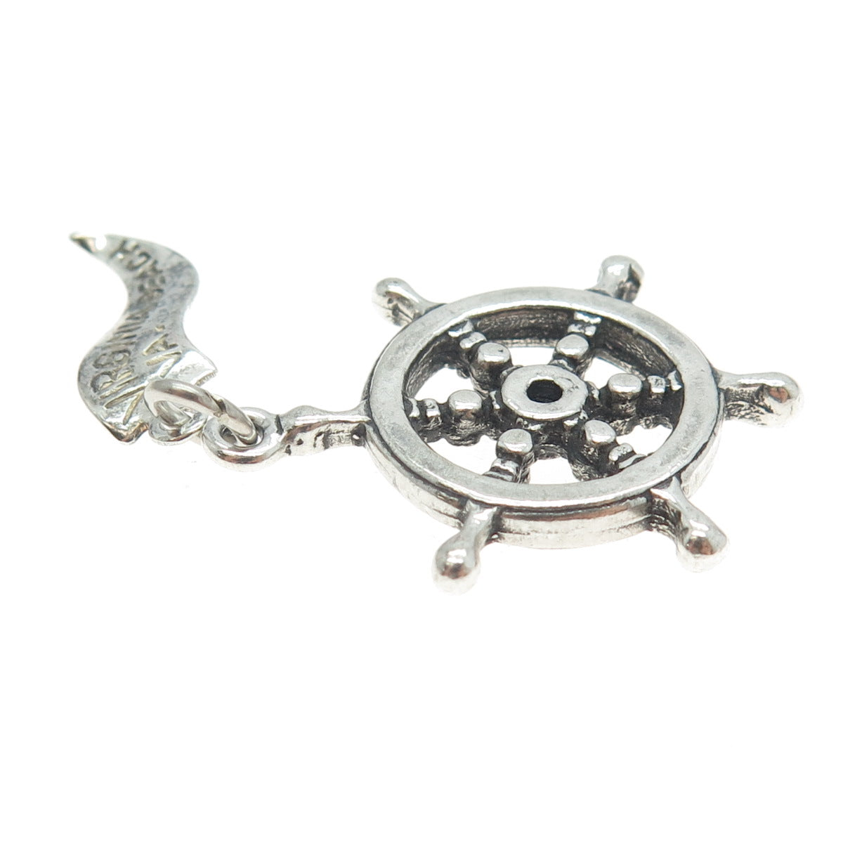 PACIFIC JEWELRY 925 Sterling Silver Vintage Steering Wheel 3D Charm Pendant