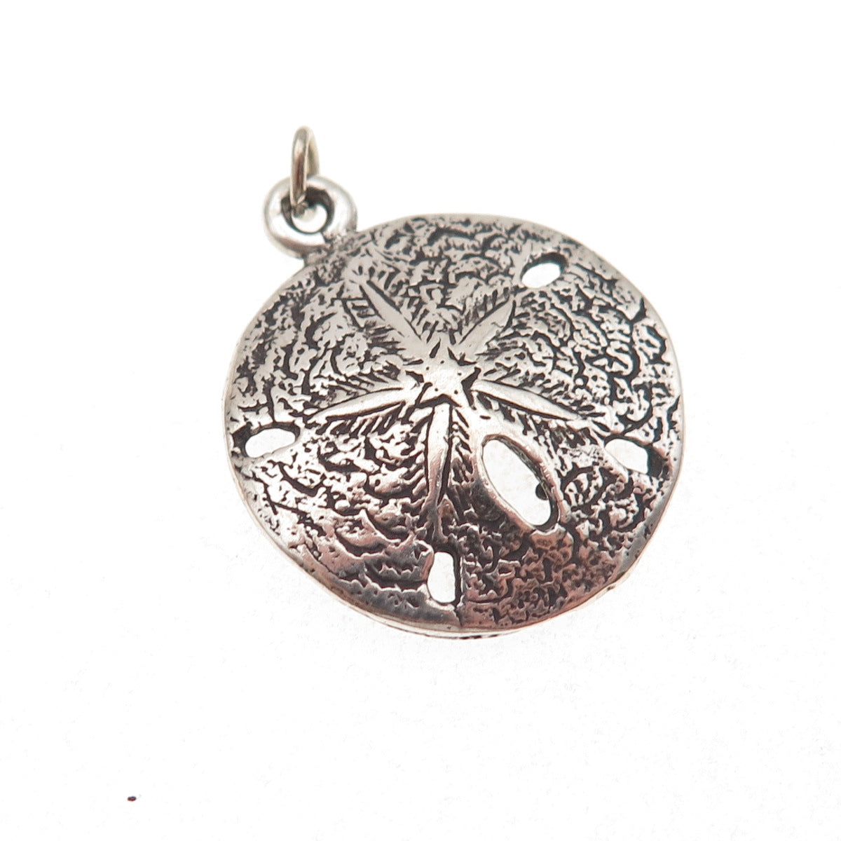 925 Sterling Silver Vintage Sand Dollar Oxidized Charm Pendant