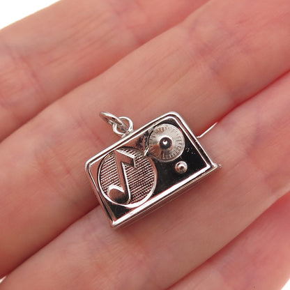Art's Elegance 925 Sterling Silver Vintage Retro Radio Charm Pendant