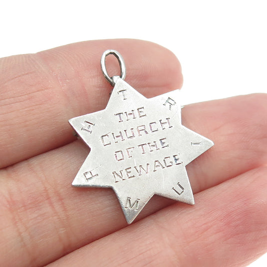 SAMUEL HIZME 925 Sterling Silver Antique 1925 Star of David Pin Pendant