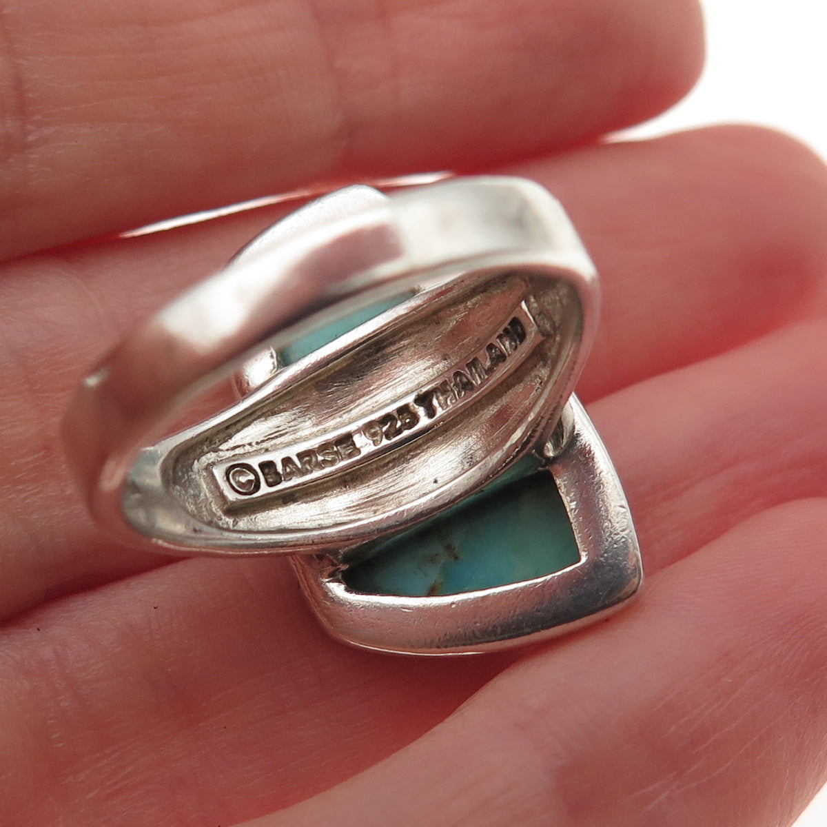 Barse Sterling Silver Vintage Real Lone Mountain Turquoise Modernist Ring Size 9