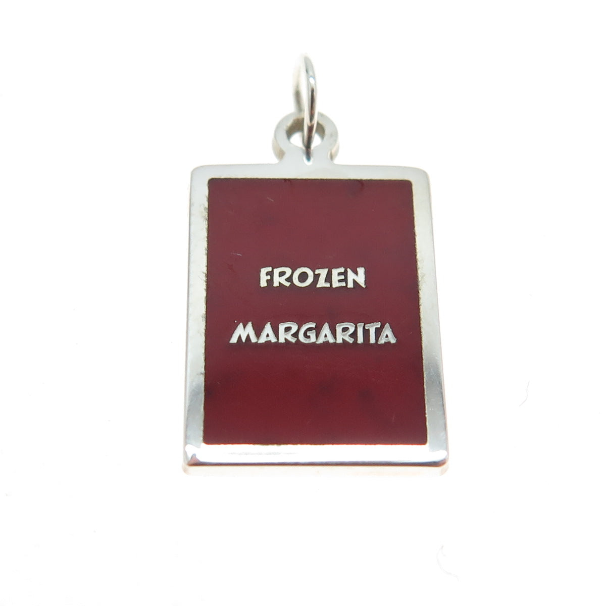 925 Sterling Silver Red Enamel "Frozen Margarita" Minimalist Charm Pendant