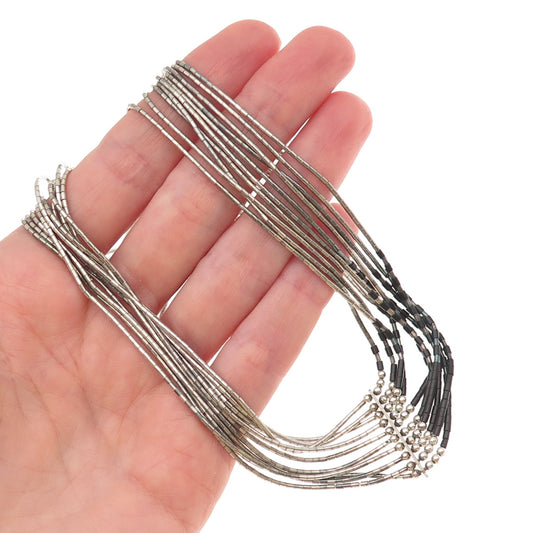 Sensa Eustace Zuni Old Pawn 925 Sterling Black Onyx Liquid Chain Necklace 10"