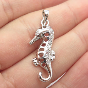925 Sterling Silver C Z Seahorse Pendant