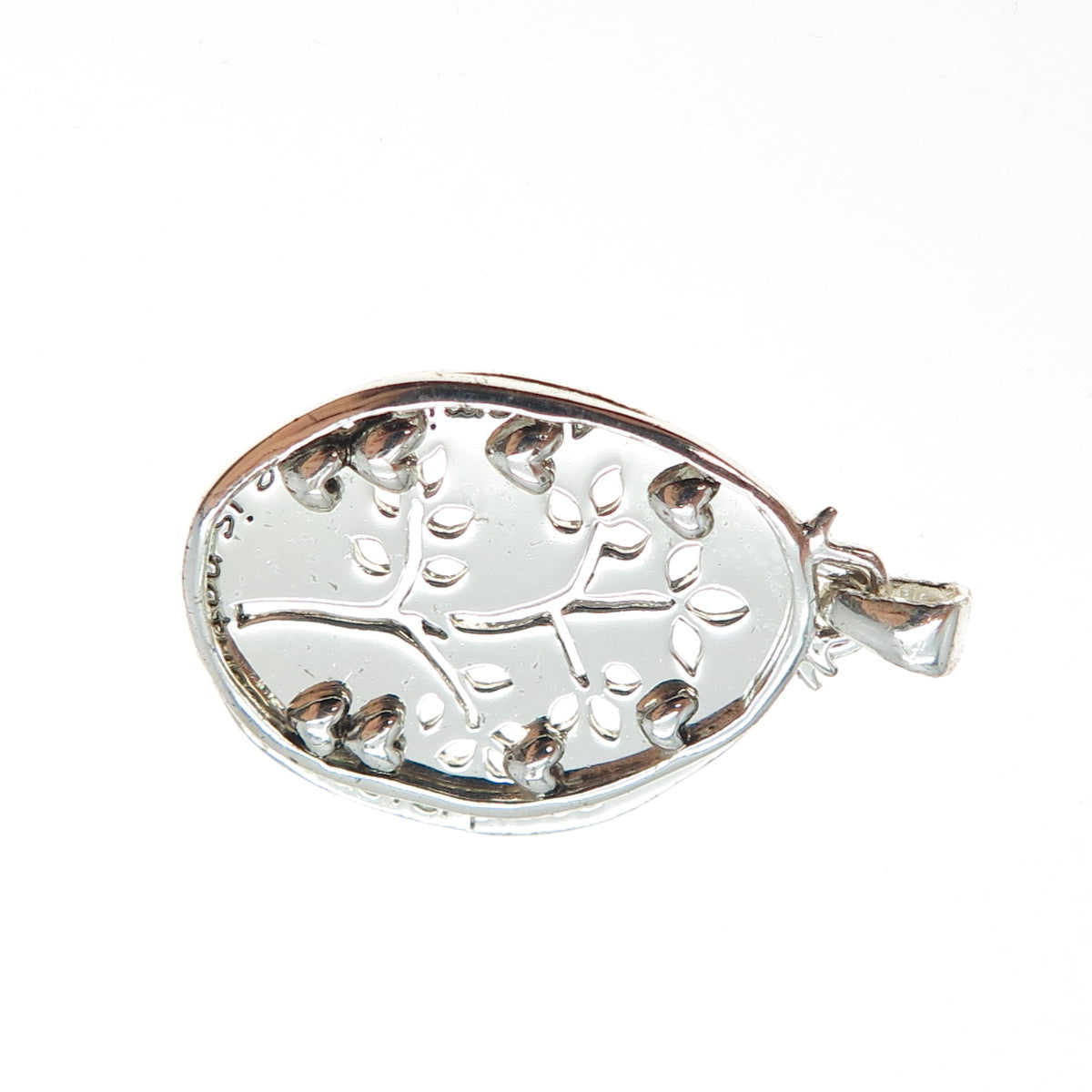 925 Sterling Silver Vintage Love Tree of Life Slide Double Charm Pendant