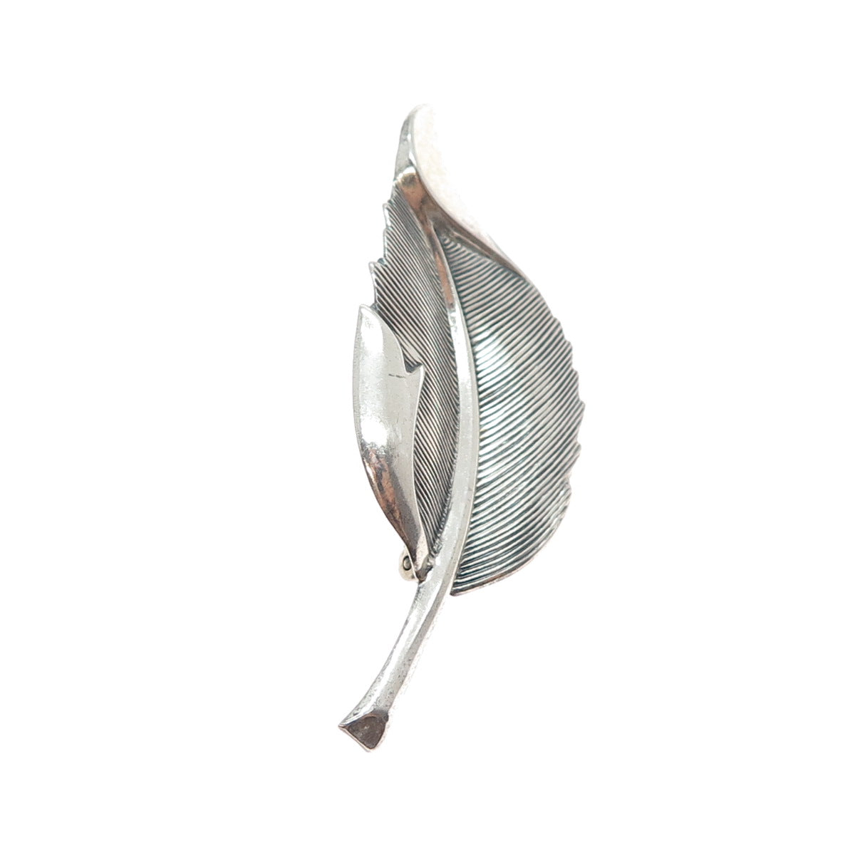 BEAU 925 Sterling Silver Vintage Floral Leaf Oxidized Pin Brooch