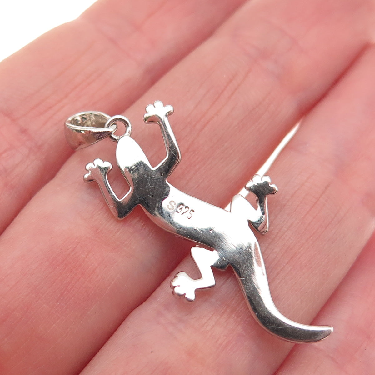 925 Sterling Silver Vintage Real Opal Lizard Charm Pendant