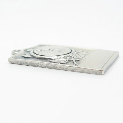 925 Sterling Silver Vintage Balfour Golf Player Rectangle Pendant