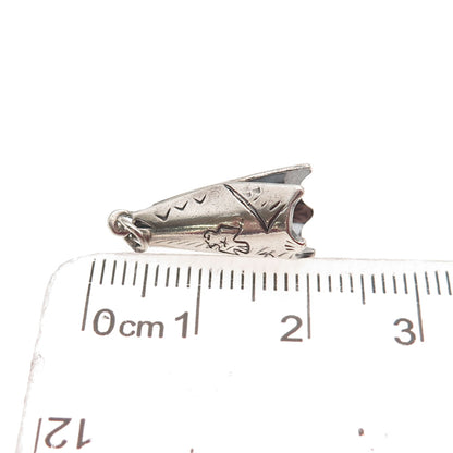 Old Pawn 925 Sterling Silver Vintage Indian Teepee Tribal 3D Mini Charm Pendant