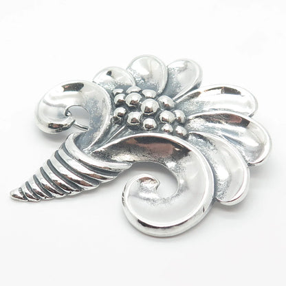 925 Sterling Silver Vintage Viking Craft Reg. U.S.Patt Off. Floral Pin Brooch