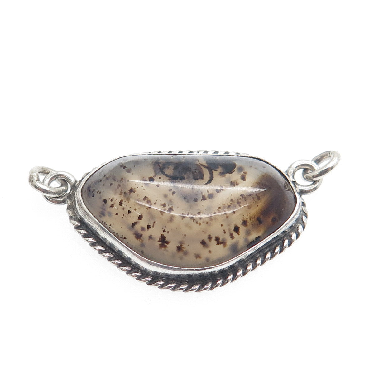 925 Sterling Silver Vintage Real Agate Centerpiece Pendant