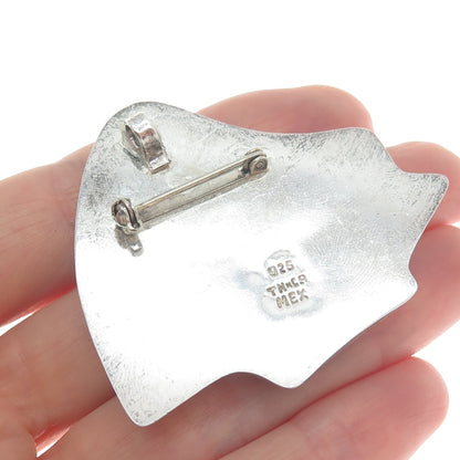 925 Sterling Silver Vintage Mexico Modernist Seashell Pin Brooch / Pendant