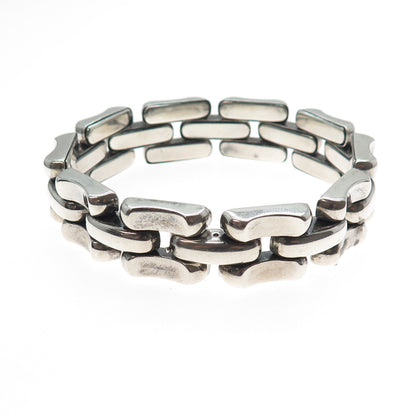 835 Silver Vintage Modernist Panther Link Bracelet 7.25"