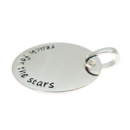 HAN 925 Sterling Silver "Reach For The Stars" Round Tag Charm Pendant