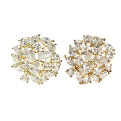 925 Sterling Silver Gold Plated Princess Pear & Marquise-Cut C Z Earrings
